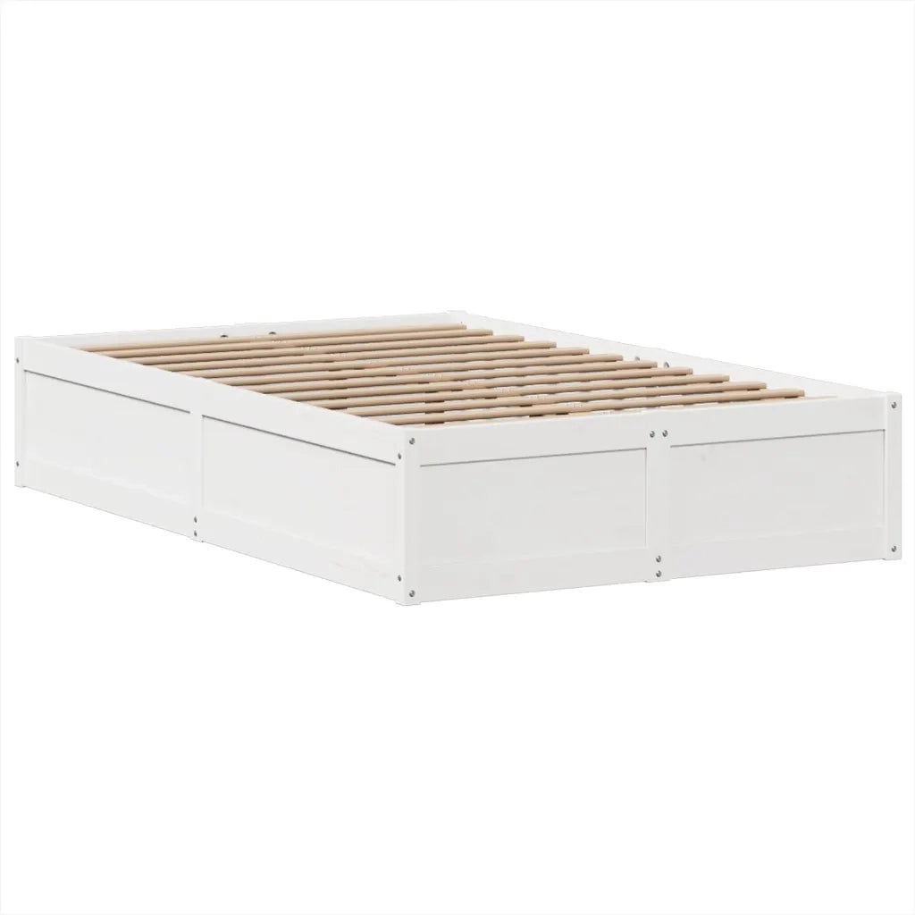 Letto senza Materasso Bianco 135x190 cm Legno Massello di Pino
