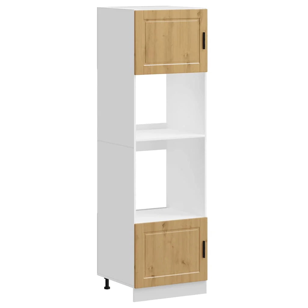 Set di 2 mobili forno compatti con piedini regolabili 60 x 57 x 207 cm finitura rovere ingegnerizzato 02_0055725