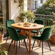SEDIA Set da 4 pezzi in velluto verde scuro con gambe in metallo