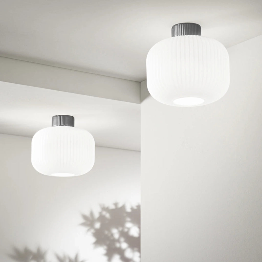 Plafoniera Contemporanea Lucerna Metallo Ceramica Bianco 1 Luce E27 Ip20
