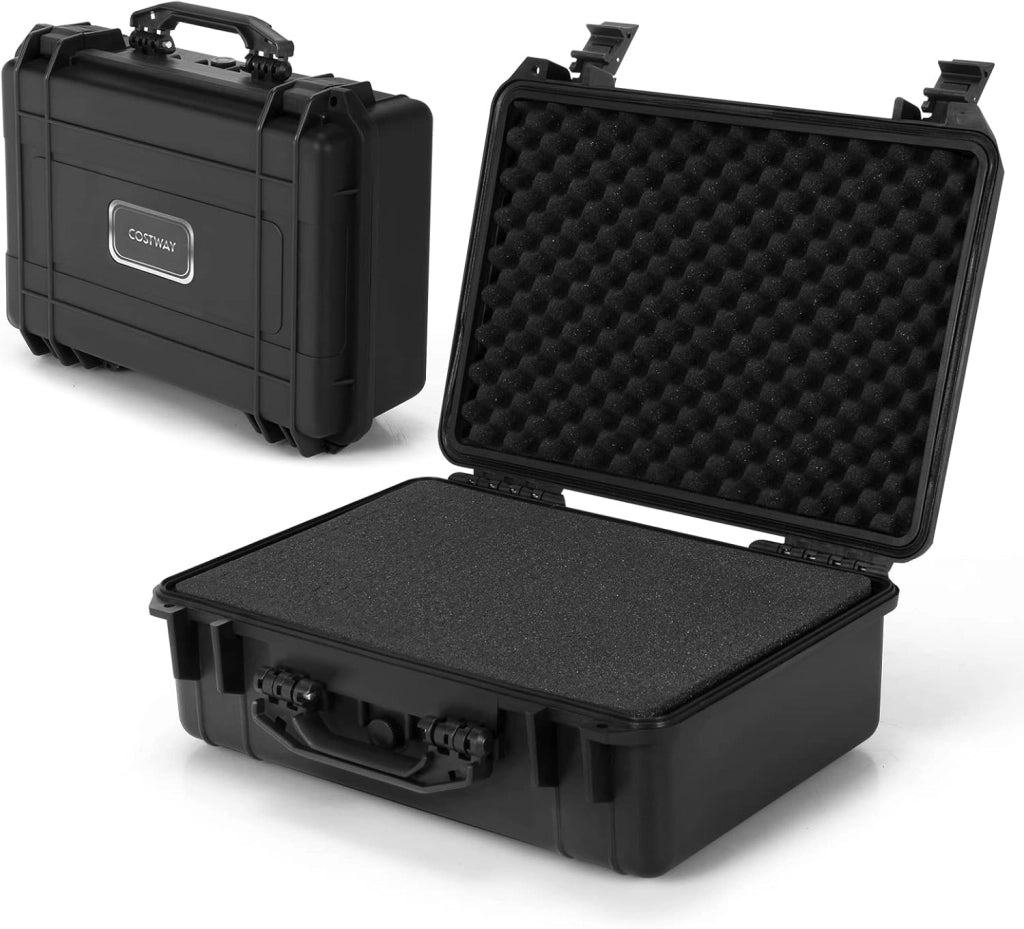 Valigetta per Macchina Fotografica Impermeabile, Custodia per Fotocamera con inserto in Schiuma Regolabile, Impermeabile IP66 e Antipolvere, 47 x 37 x 18 cm, Nero