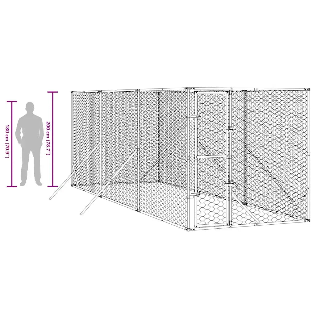 Cuccia per Cani da Esterno Argento 2x6x2 m Acciaio Zincato CFW4100318