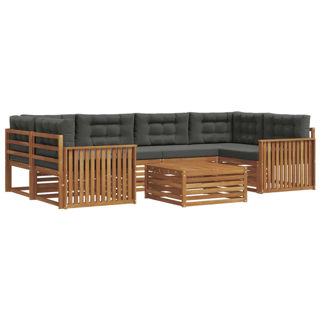 Set di divani da esterno con cuscino 7 pcs Naturale e Antracite