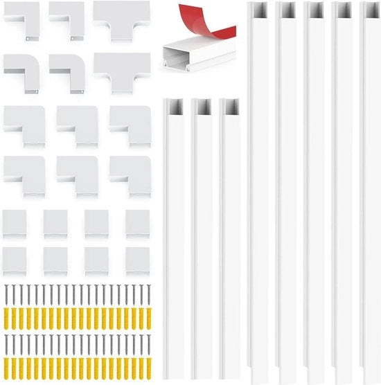 Kit di copertura cavi elettrici adesivi 04 m - Pacchetto da 10 - Copertura cavi mini - Nascondere cavi - Bianco - Cavi elettrici per uso domestico ufficio