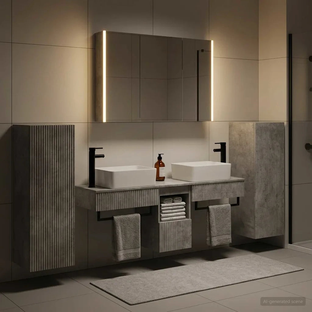Set di mobili per il bagno 6 pcs Grigio Cemento 3407138