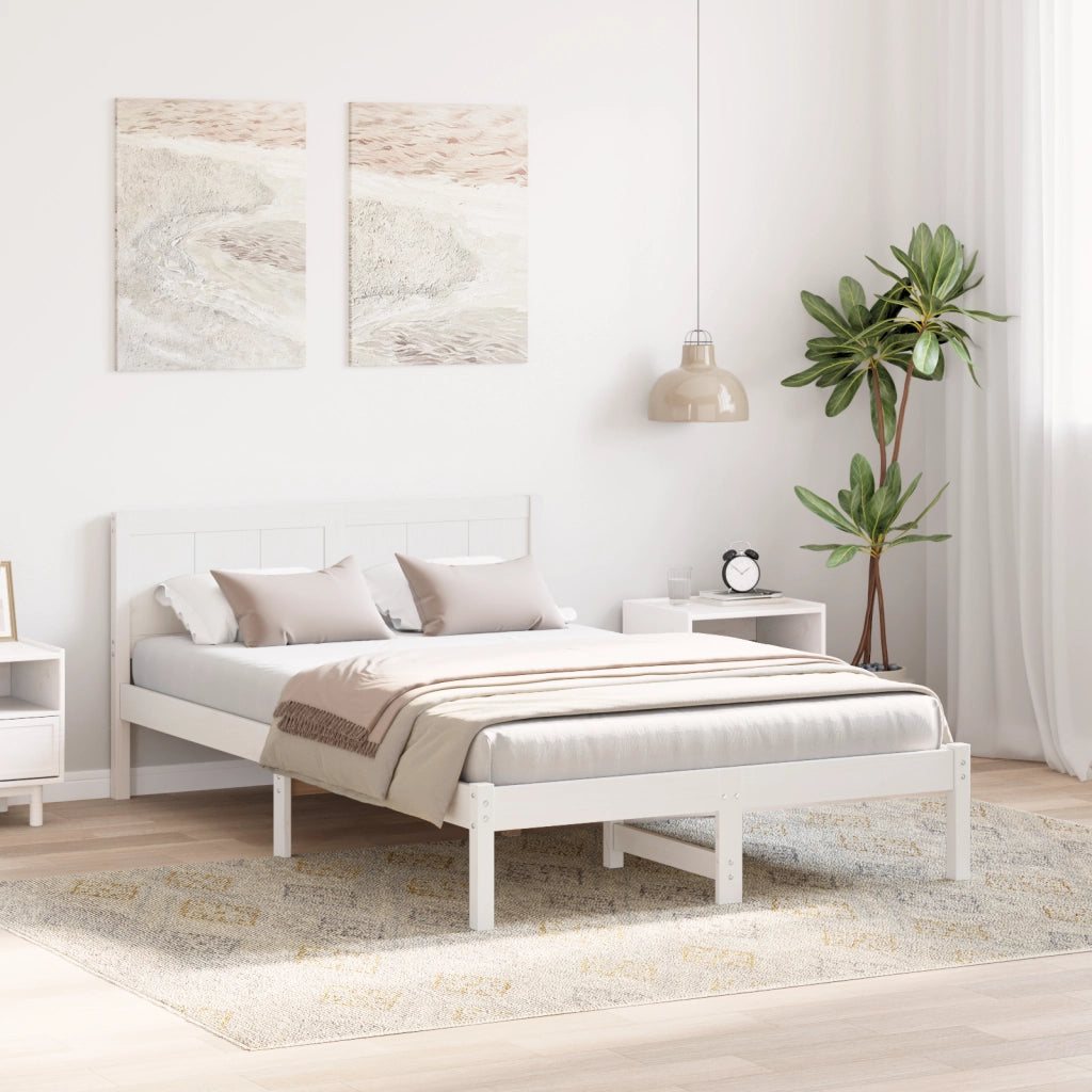 Struttura letto bianca Bianco Legno massello di pino 140 x 190 cm