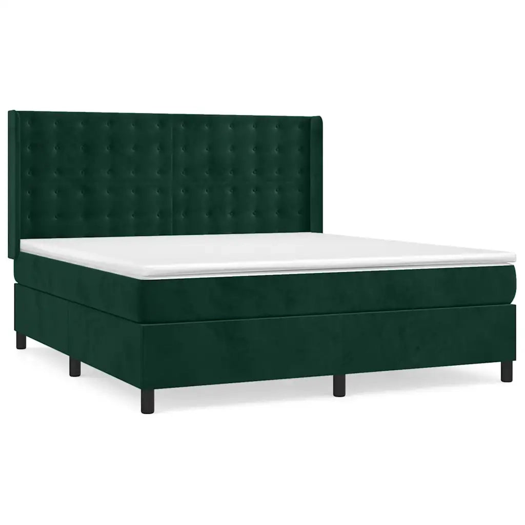 vidaXL Giroletto a Molle con Materasso Verde Scuro 180x200 cm Velluto