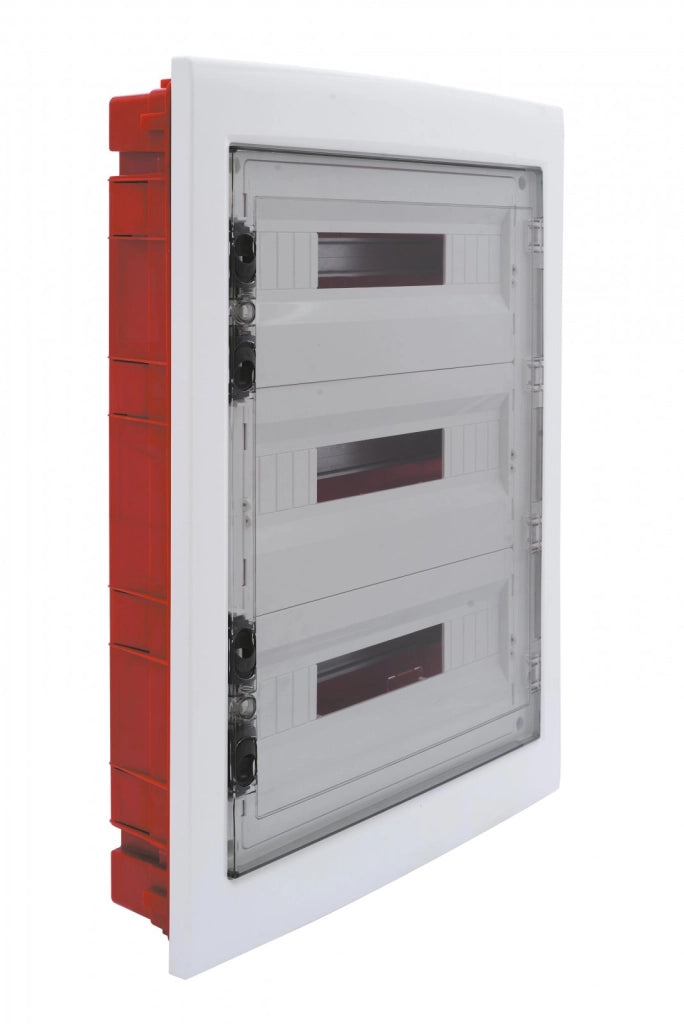 Centralino da incasso 54 moduli con portello fumé e telaio estraibile, bianco, 460x685x80 mm, ideale per installazioni elettriche domestiche e professionali