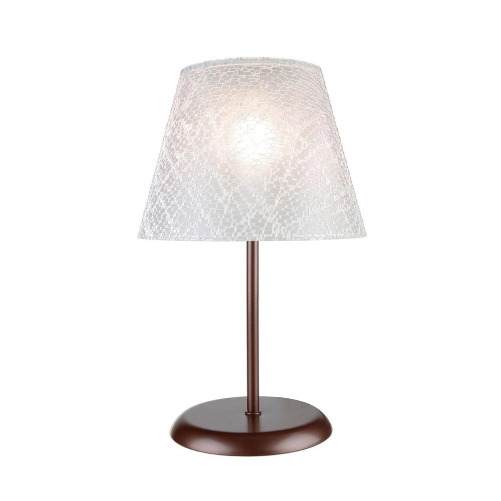 Lampada da tavolo Elva MNG3065 in metallo e paralume tessuto ricamo
