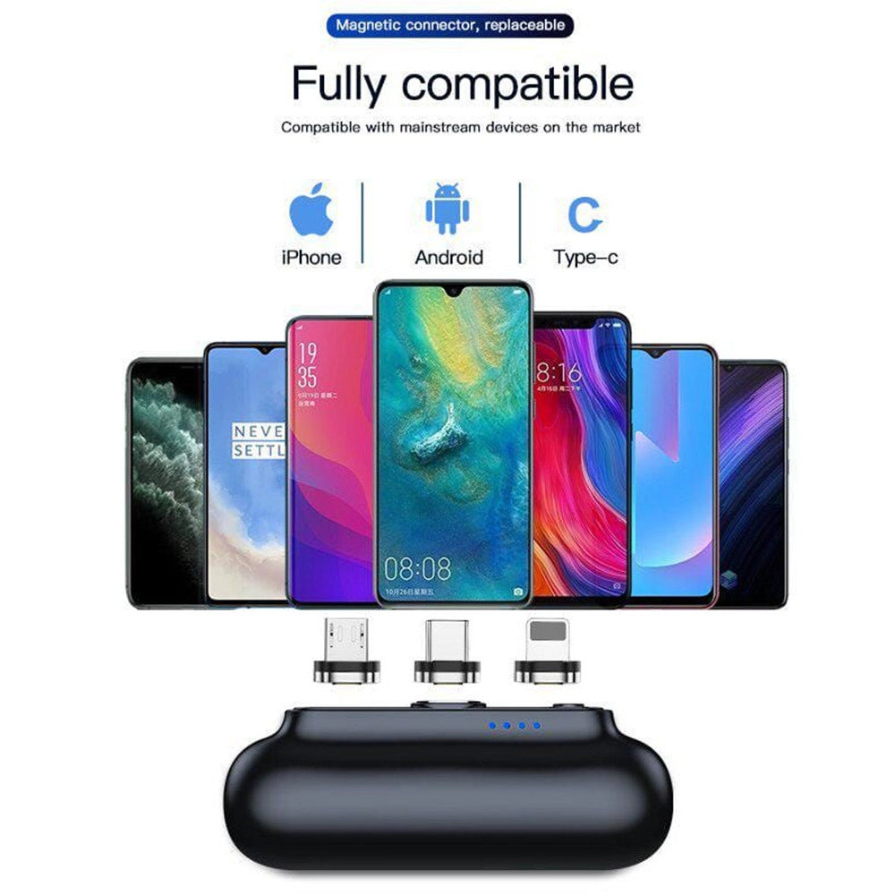 Trade Shop - Mini Power Bank Magnetico 5000mah Caricabatterie Portatile Compatto Con 3 Connettori 7019-3 -
