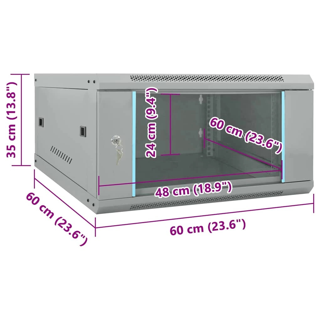 Armadio di rete a parete dal design industriale compatto 60 x 60 x 35 cm acciaio grigio 02_0059065