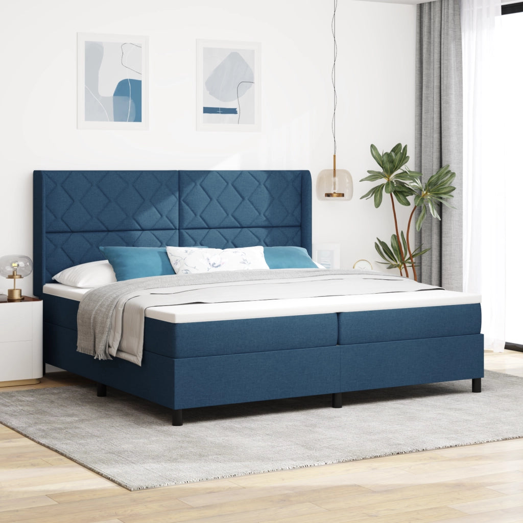 Letto Box Spring con Materasso e LED Blu 200x200 cm Tessuto