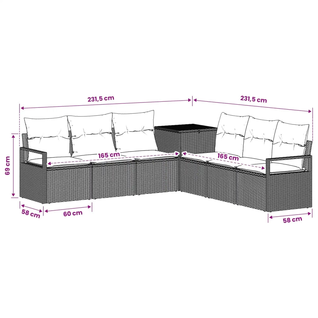 Set di divani 7 pz Grigio e Blu Navy Rattan sintetico e Acciaio 3448725
