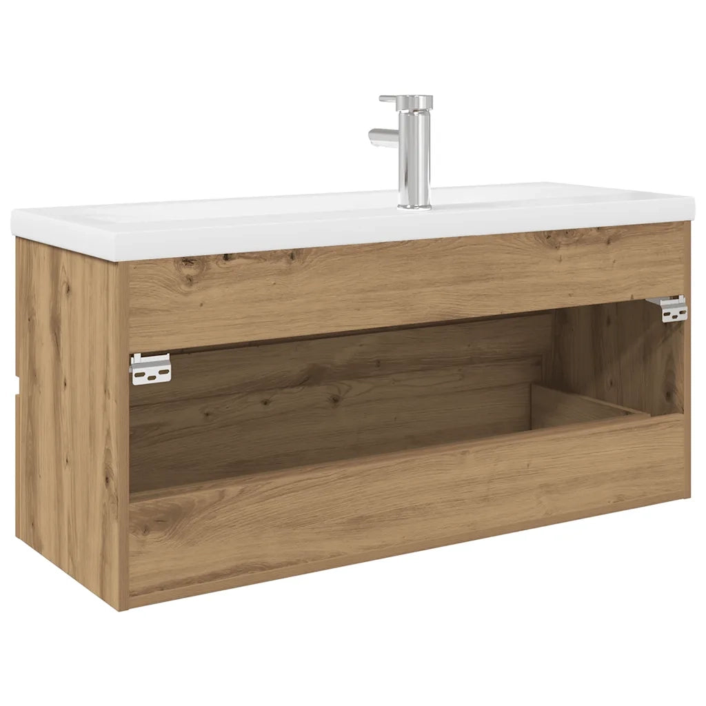 Mobile Bagno con Lavabo Integrato&Rubinetto Rovere Artigianale 3328938