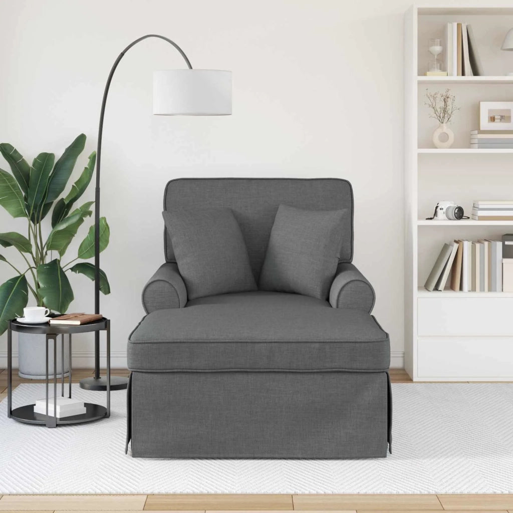 Chaise Longe con Gonna con cuscino 3 pz Grigio scuro Tessuto CFW1105178