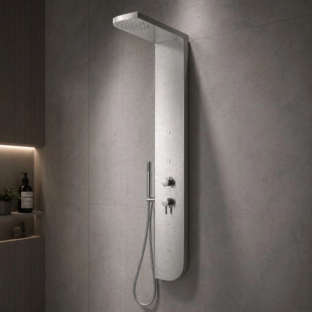 Colonna doccia acciaio inox 3 funzioni 4 bocchette idro lombari l20xp50xh150 005b *** finitura- spazzolato, confezione 1