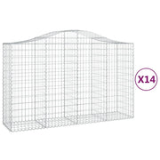 Cestini gabbioni recinzione a gabbia muro di contenimento ad arco 1 set da 4 200 x 50 x 120/140 cm ferro zincato argento 02_0040575
