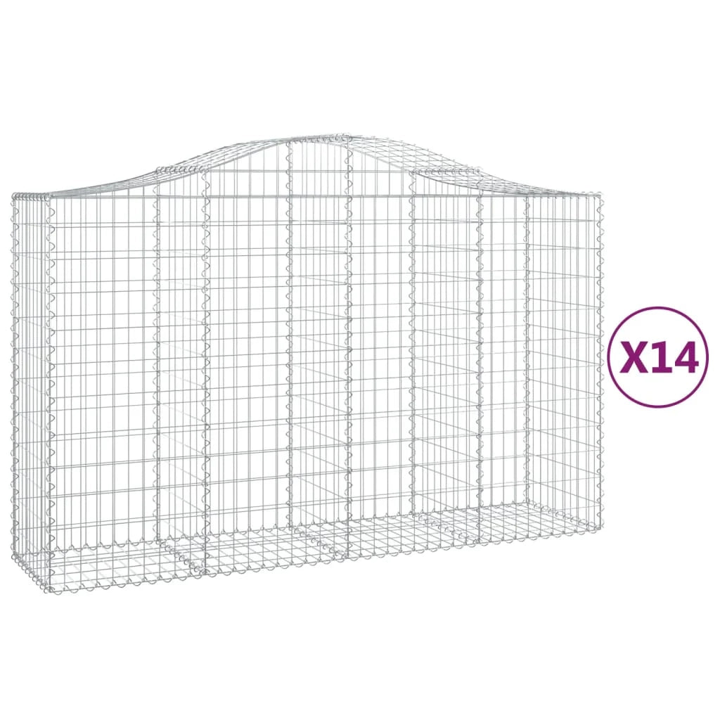 Cestini gabbioni recinzione a gabbia muro di contenimento ad arco 1 set da 4 200 x 50 x 120/140 cm ferro zincato argento 02_0040575