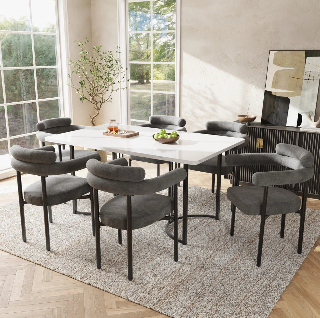 Sedia da pranzo 70x62x84 cm; velluto grigio scuro; struttura in ferro