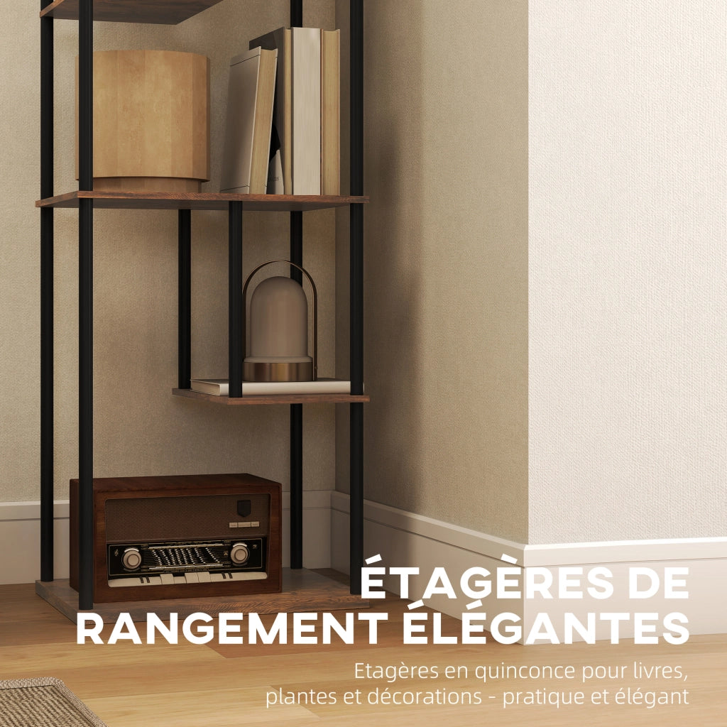 Lampada da terra con scaffale libreria ¨C Minimal ¨C 40x29x171 marrone