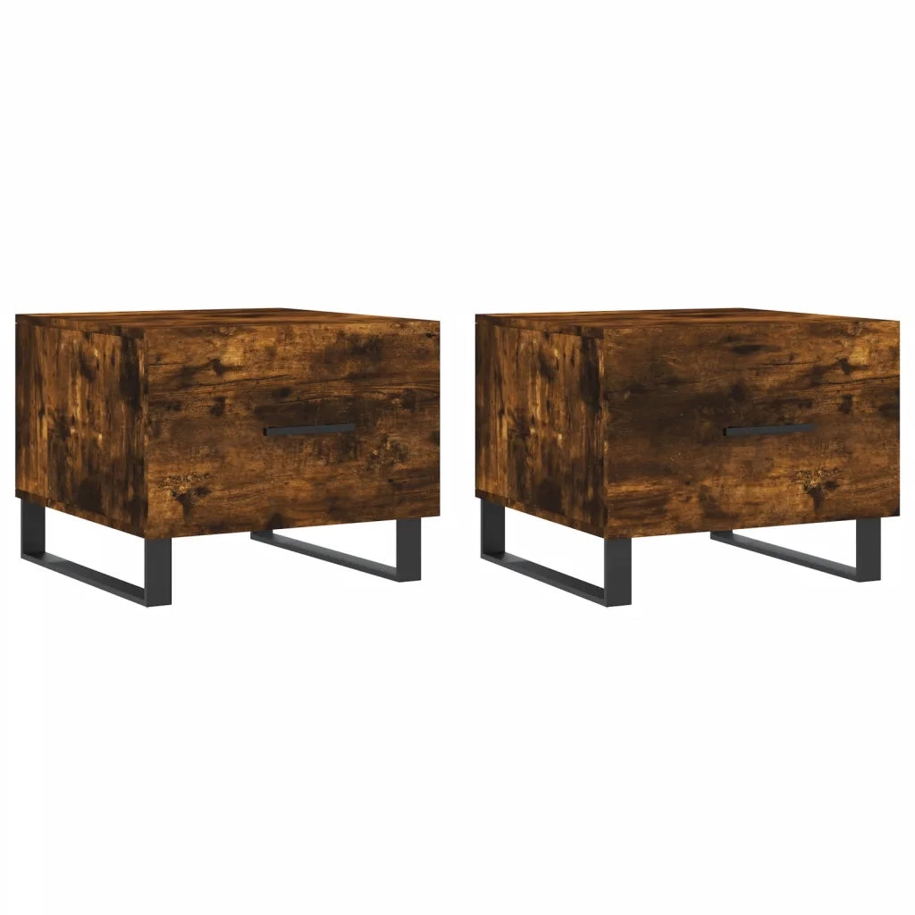 2 pz Tavolini salotto | Tavolino da caff¨¨ | Tavolino da Soggiorno Rovere Fumo 50x50x40cm Legno Multistrato