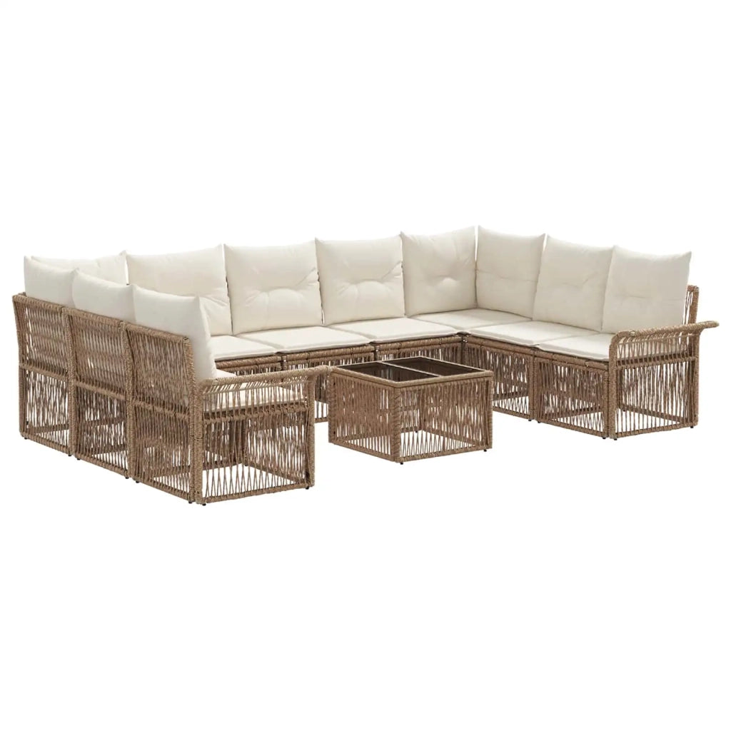 Set Divano da Giardino 10 pcs Beige polyrattan