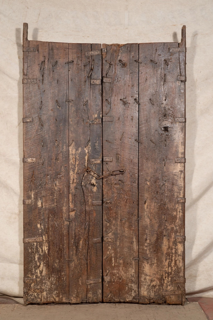 Biscottini Porta portone in legno massello e ferro da interno o da esterno vecchia e antica medievale scorrevole