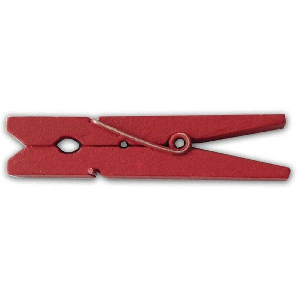Trade Shop - Mollette Pinze  In Legno Per Decorazione Mollettine Rosse Da 3.5 Cm Portafoto -