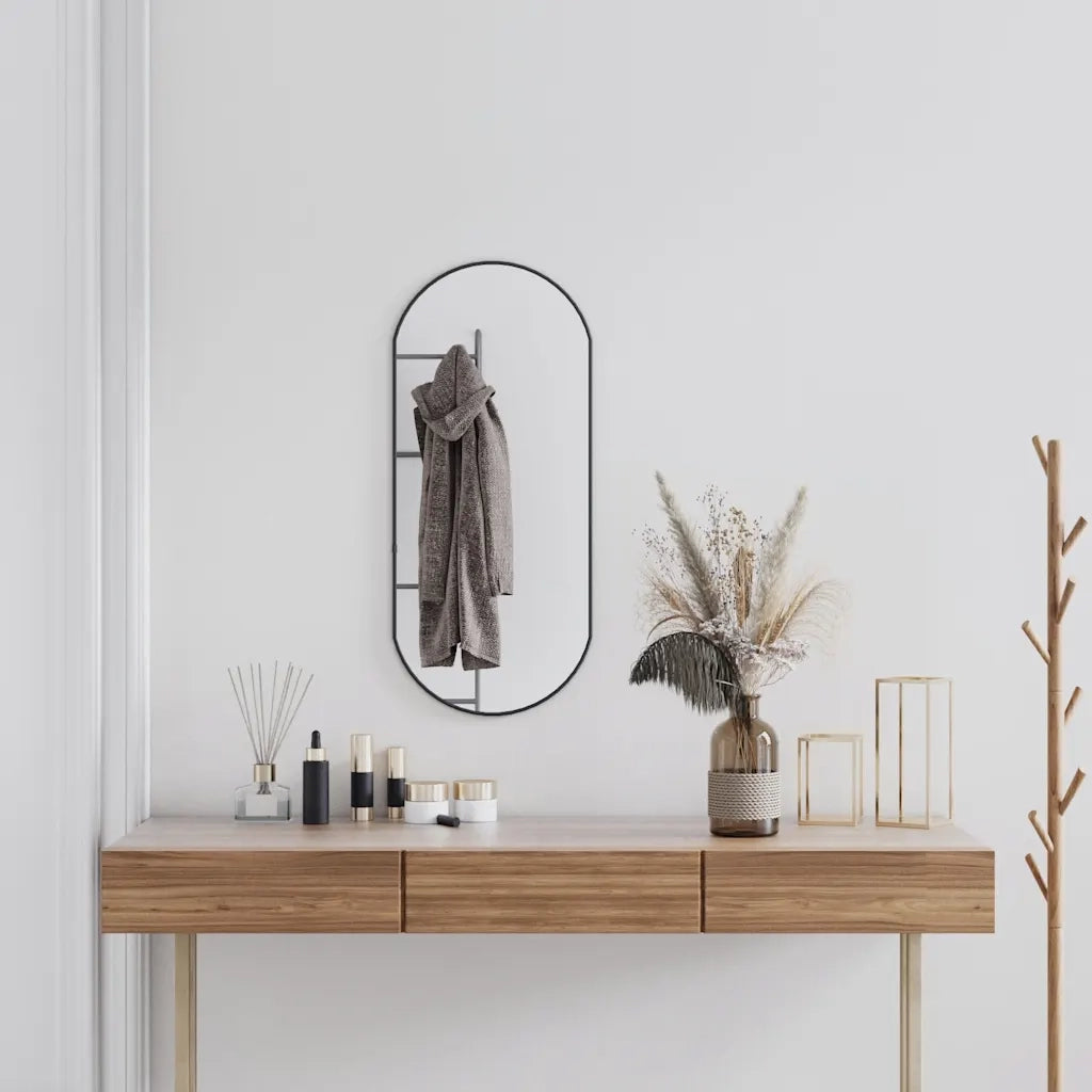 Specchio da Parete | Specchio decorativo Nero 80x35 cm Ovale
