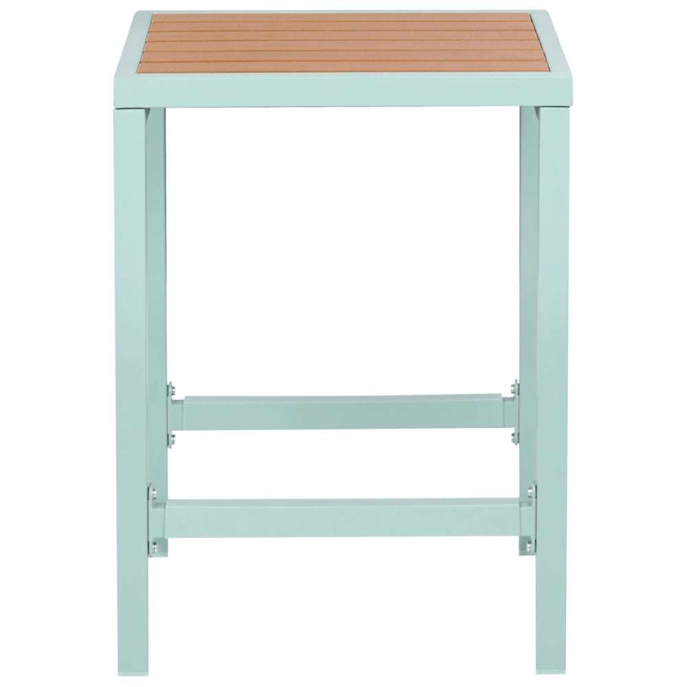 Sgabello da giardino per esterni Sedile per patio Base in acciaio e legno verde chiaro stile elegante