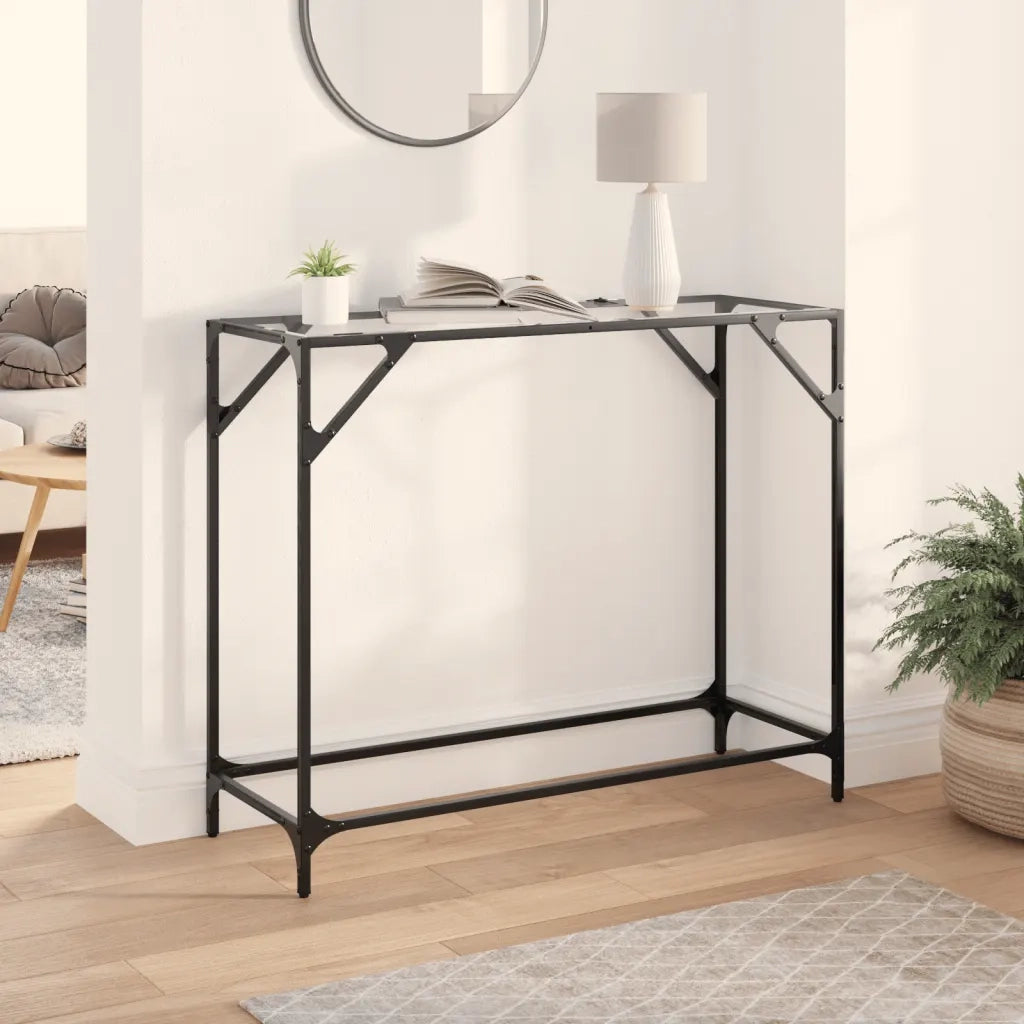 vidaXL Tavolino Consolle Piano Vetro Trasparente 98x35x81cm in Acciaio
