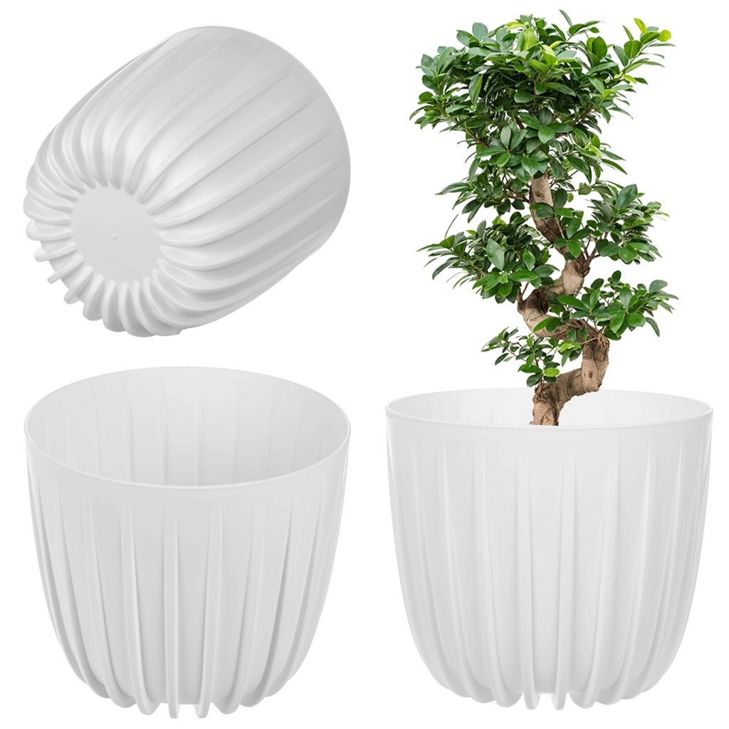 KADAX Vaso da fiori, coprivaso rotondo in plastica da 23,5 cm, supporto per fiori bianco