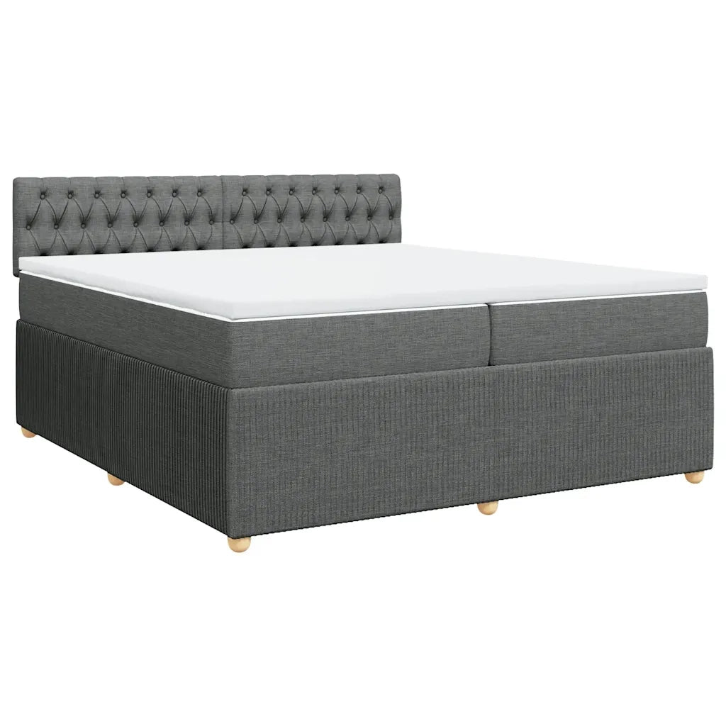 vidaXL Giroletto a Molle con Materasso Grigio Scuro 200x200 cm Tessuto