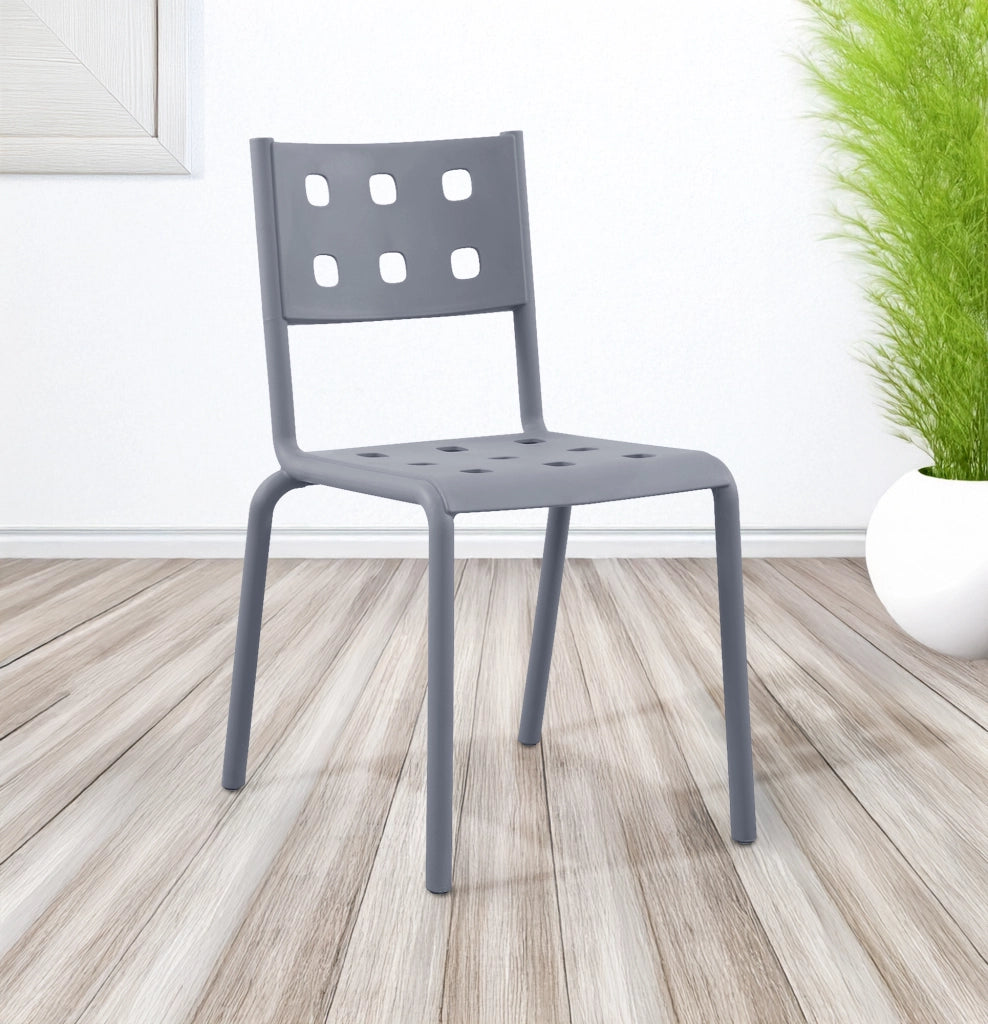 Set 4 Sedie In Polipropilene e Fibra Di Vetro Sedia Cucina Trattamento Uv Antiscolorimento Giardino Interno Esterno Moderne Robuste Resistenti Seduta Terrazzo Soggiorno Bar Ristorante Impilabili Zoe-Grigio