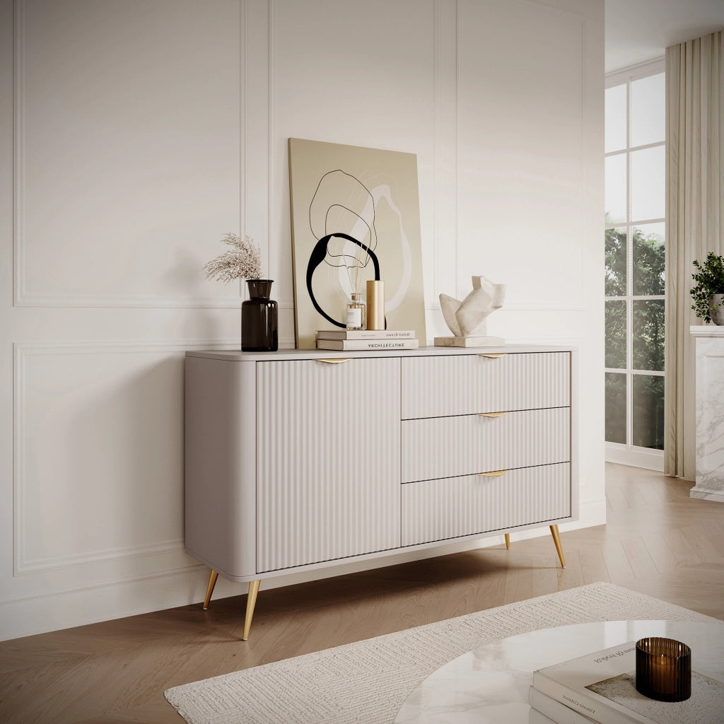 Madia Halilomo, Credenza 3 Cassetti, 138x38x81h cm Beige