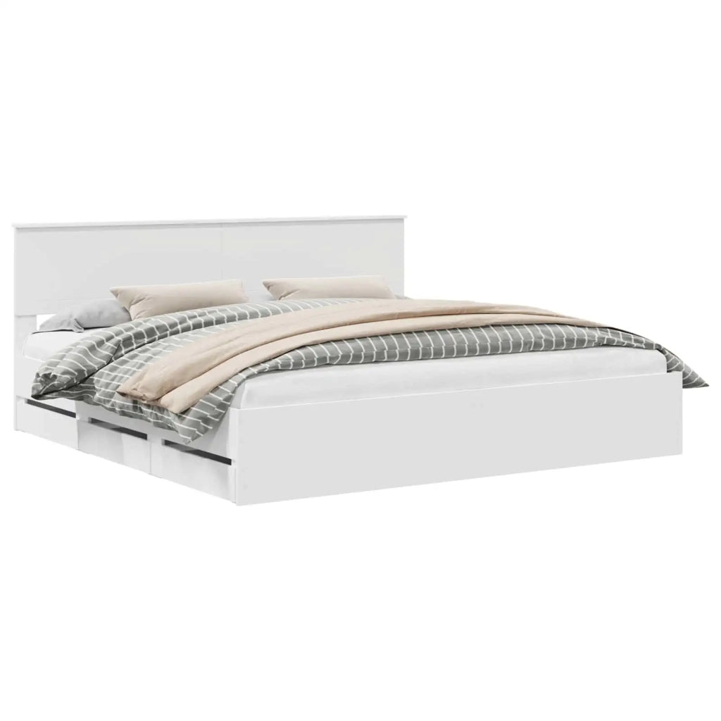 Struttura del letto Bianco 200 x 200 cm Legno Ingegnerizzato
