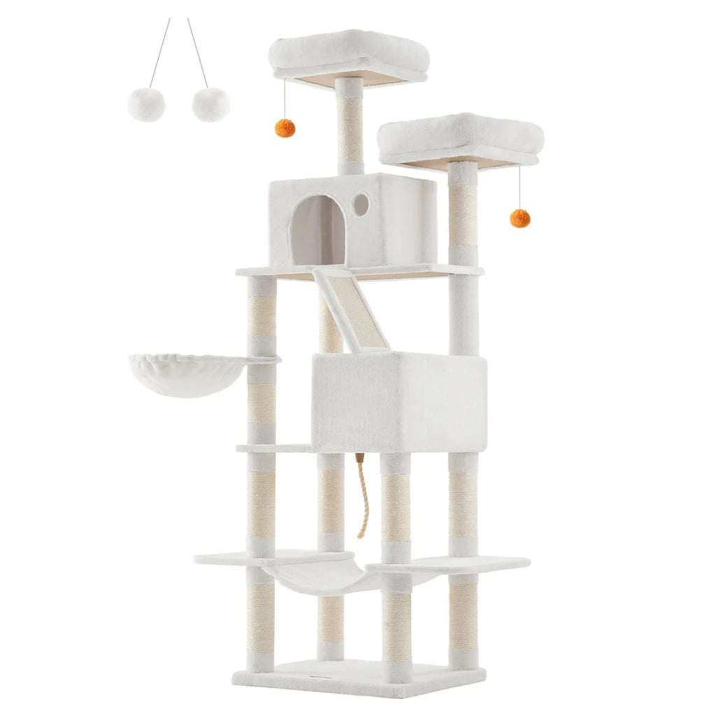 Grande albero per gatti con torre da gioco 206 cm grigio chiaro 12_0005990