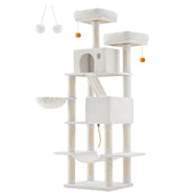 Grande albero per gatti con torre da gioco 206 cm grigio chiaro 12_0005990