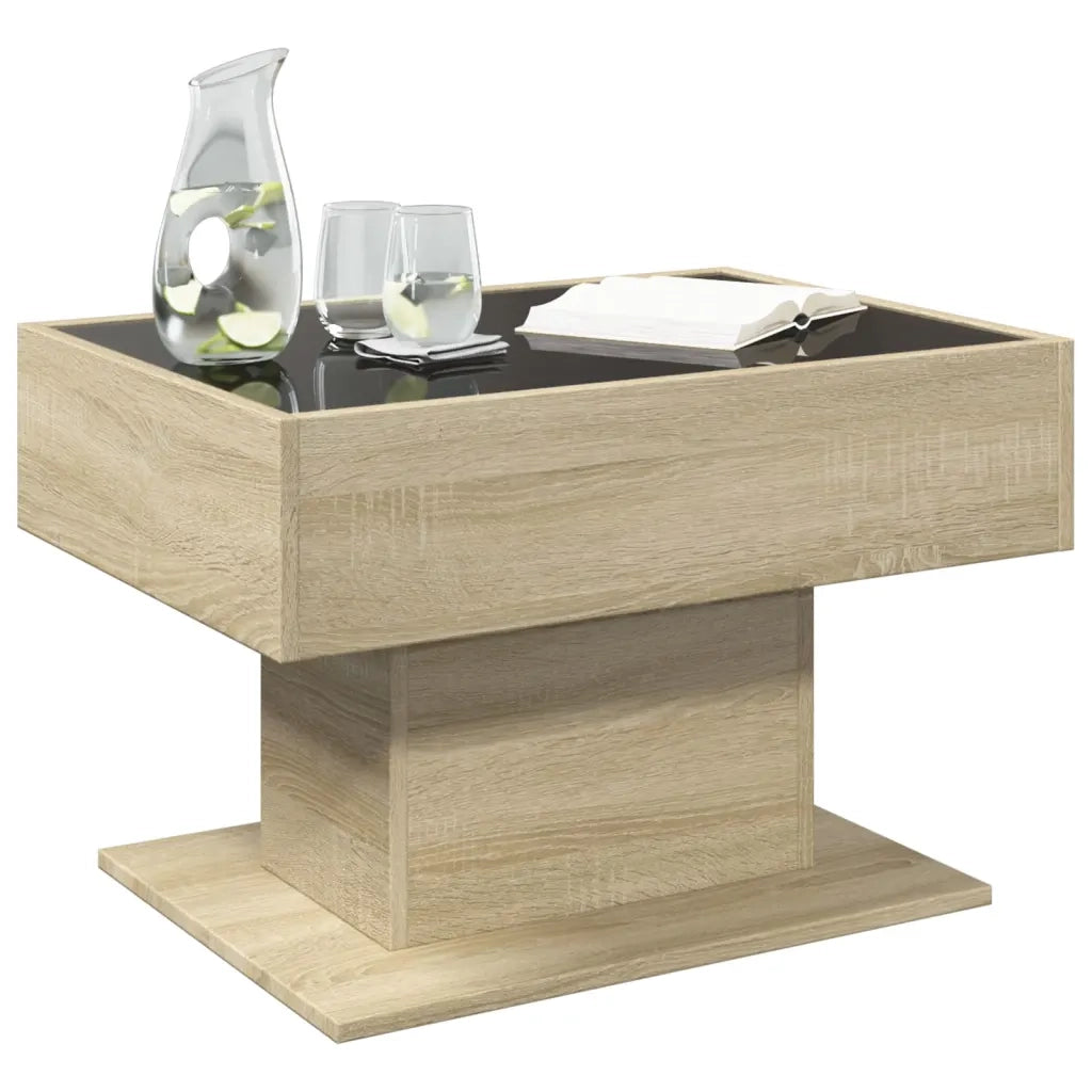 Tavolino Salotto con LED Rovere Sonoma 70x50x45 cm Multistrato 847534