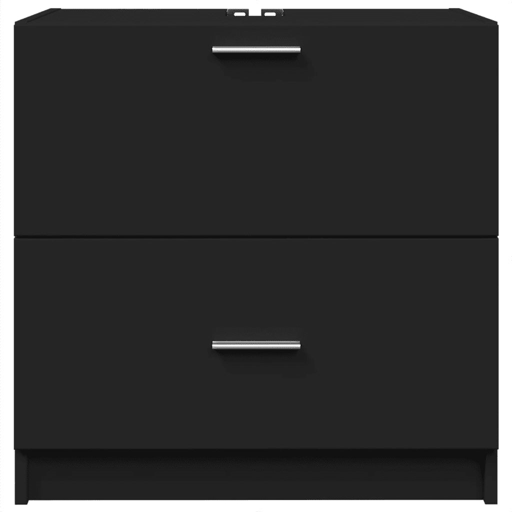 Mobiletto salvaspazio nero per lavabo 59 x 37 x 59 cm design moderno in legno composito nero 02_0049532
