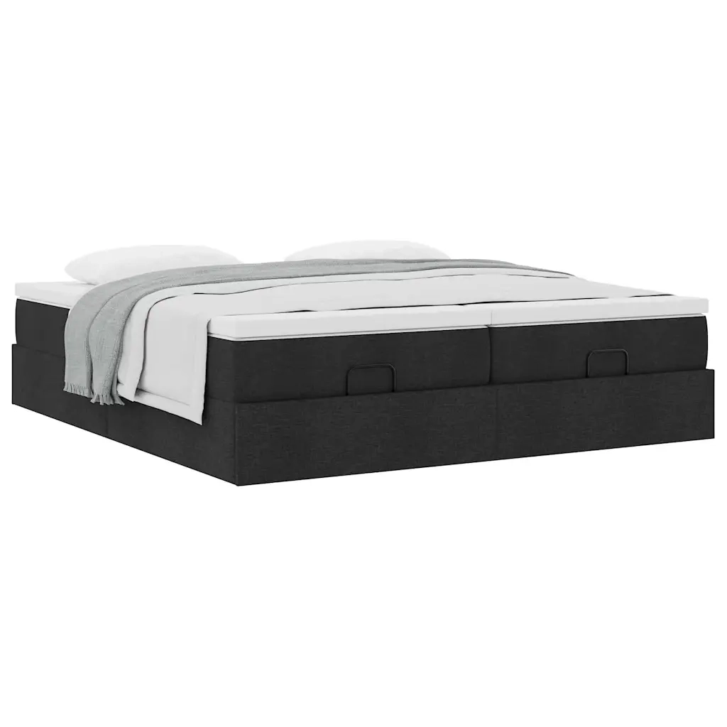 vidaXL Struttura Letto Pouf con Materassi Nero 160x200 cm in Tessuto