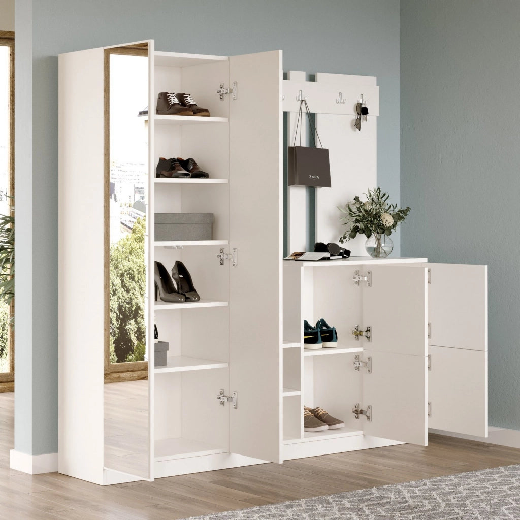 Noviglio, Mobile da Ingresso Specchio Incluso, 187x38x180h cm Beige