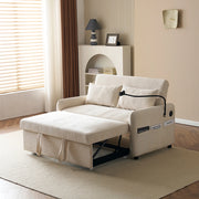 Divano letto 2 posti pieghevole - Xylo - Schienale regolabile supporto per cellulare porta di ricarica USB beige