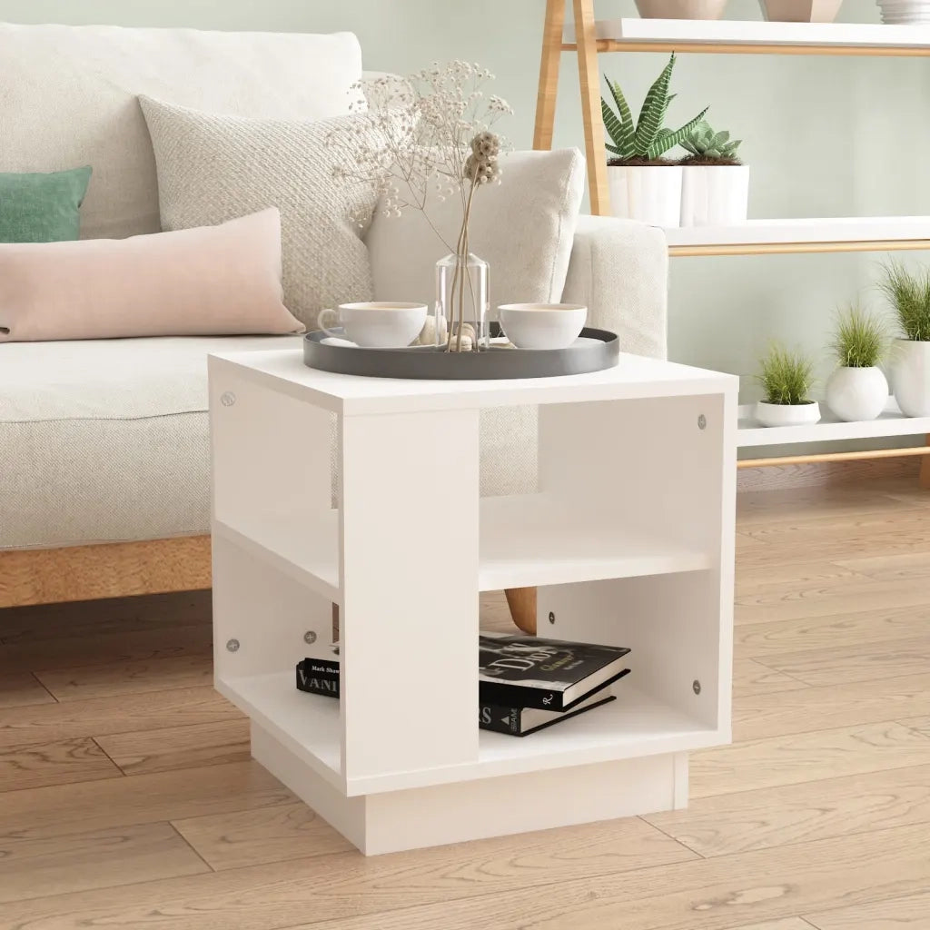 Tavolino da Salotto-Tavolino da soggiorno-Tavolo Bianco 40x40x43 cm in Legno Multistrato