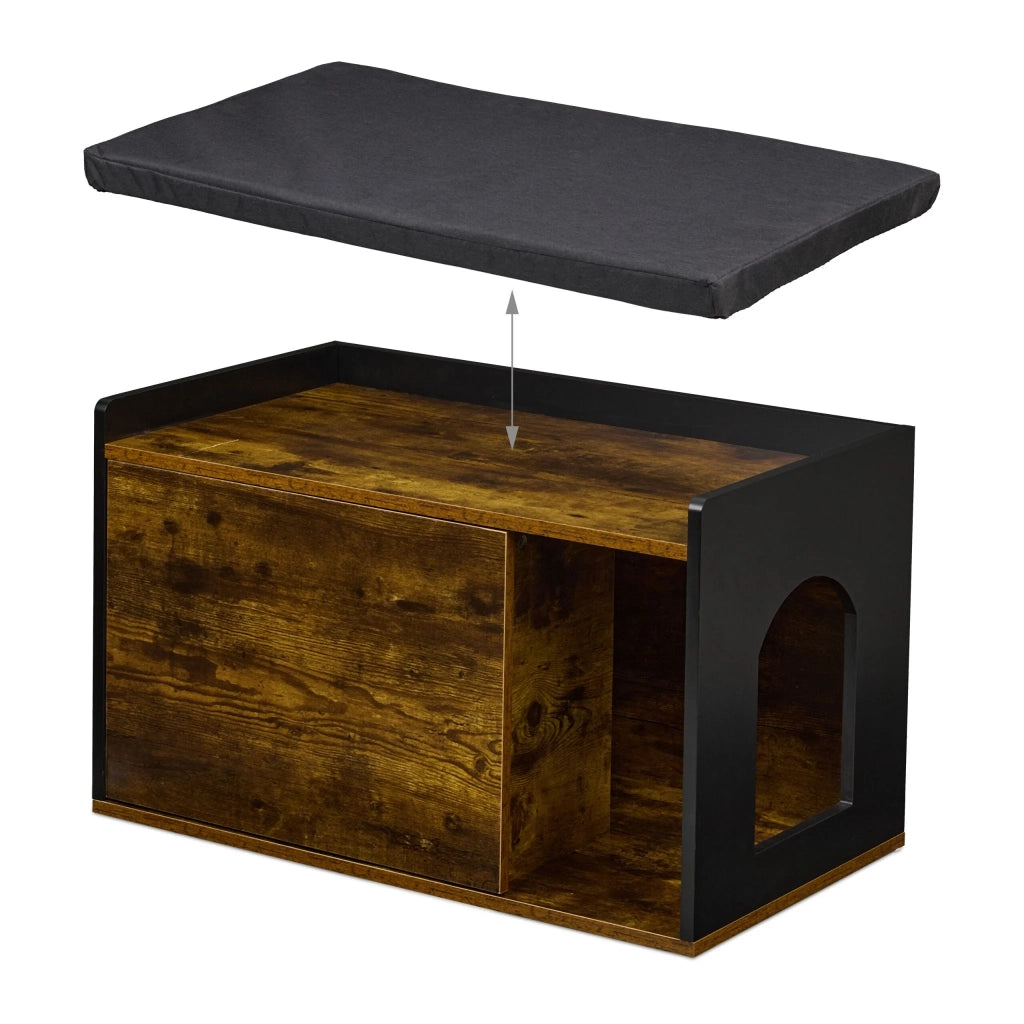 Mobile toeletta per gatti design industriale accogliente 70 x 45 x 45 cm panca pratica in legno marrone 13_0016126