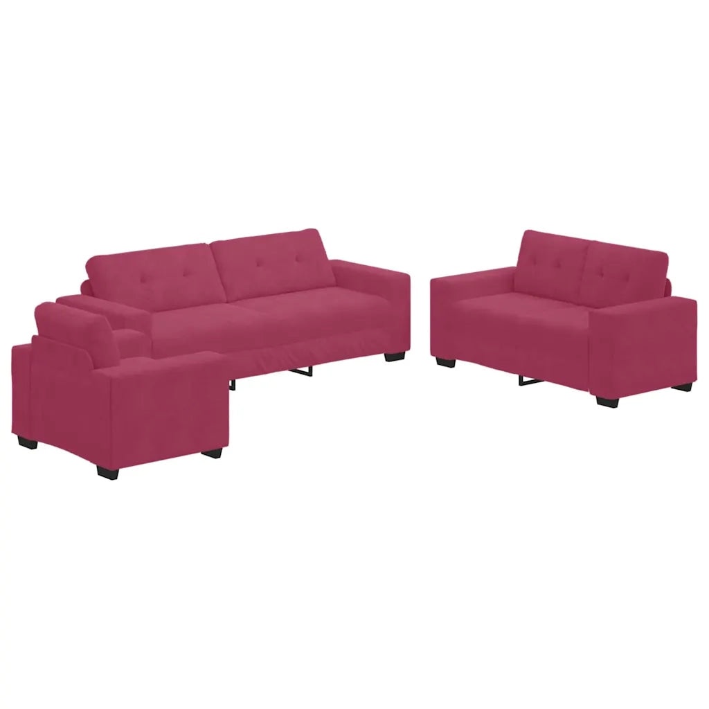 Set di divani 3 pcs Rosso Vento 221 x 80 x 80 cm Velluto 3324643