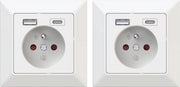 Contatori USB Schuko FR per apparecchiature mobili - caricabatterie - scatola da parete - bianco - 2 pezzi