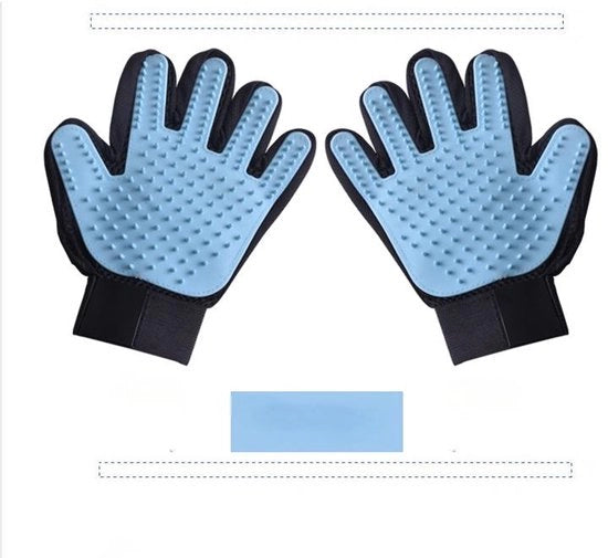 Manopole per animali con 180 aghi, manopole di cura per cani e gatti, manopole per rimuovere peli morti e massaggiare, set di borsette regolabili per manopole di cura per cani/gatti/conigli, 1 coppia, blu chiaro