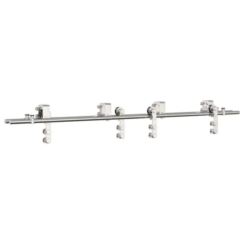 Kit Binari Porta Scorrevole 183 cm Acciaio Inossidabile Argento 3295761