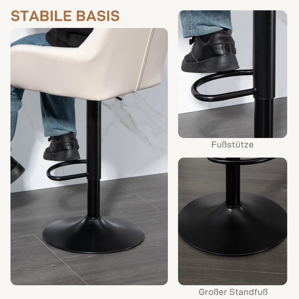 Sgabello da bar ¨C Minimal ¨C 2 pezzi retr¨° in similpelle e tessuto crema e nero
